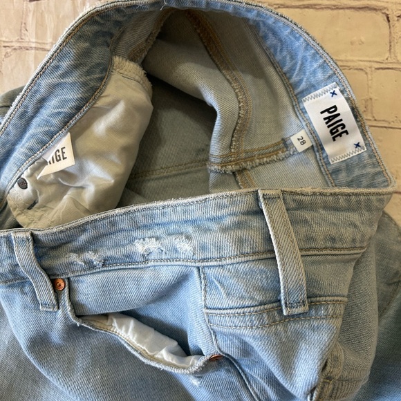 Paige Denim Noella High Rise Slim Straight Leg Broadway Destructed 28 Light Wash - Picture 5 of 7